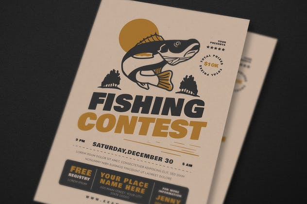 钓鱼比赛活动宣传海报设计模板 Fishing Contest Event Flyer插图(2)