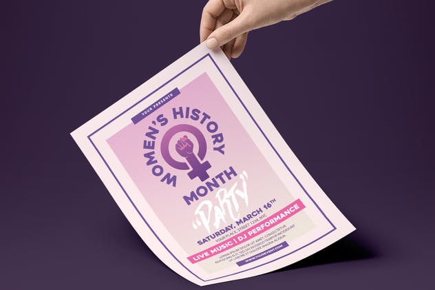 女权主义运动主题传单设计模板 Women’s History Month Flyer插图(1)