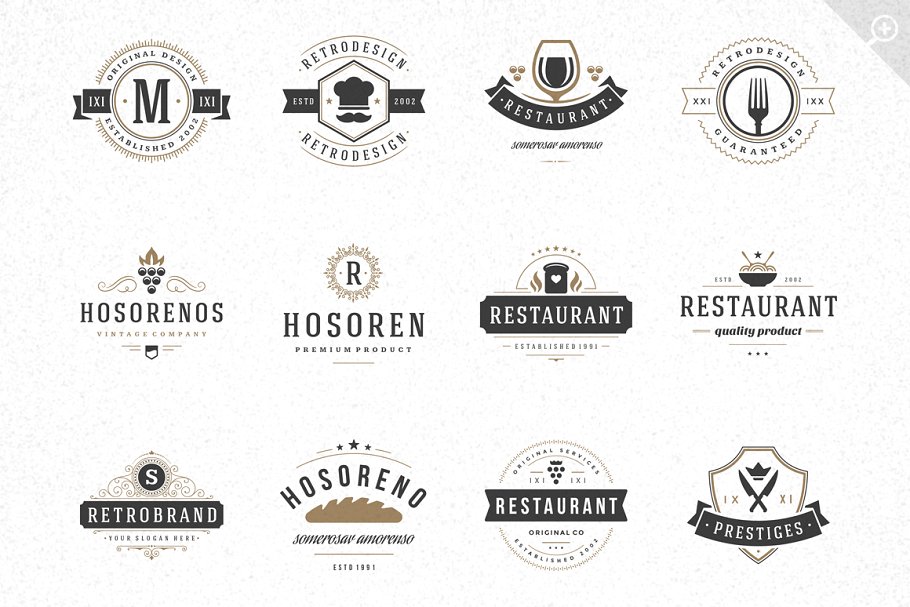 80款西餐厅品牌Logo和徽标模板 80 Restaurant Logotypes and Badges插图(5)