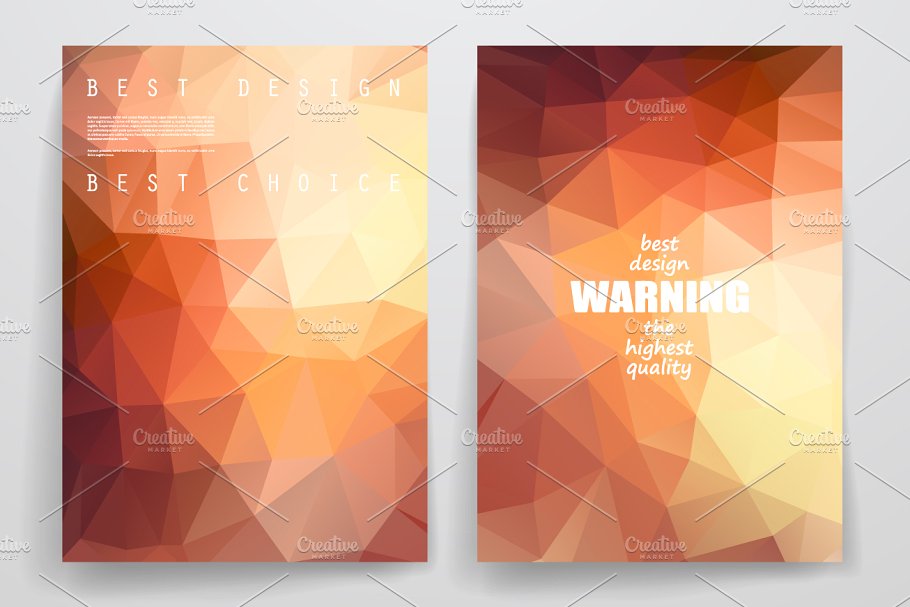 渐变色彩多边形抽象图形背景小册子模板 Set of brochures in poligonal style插图(3)