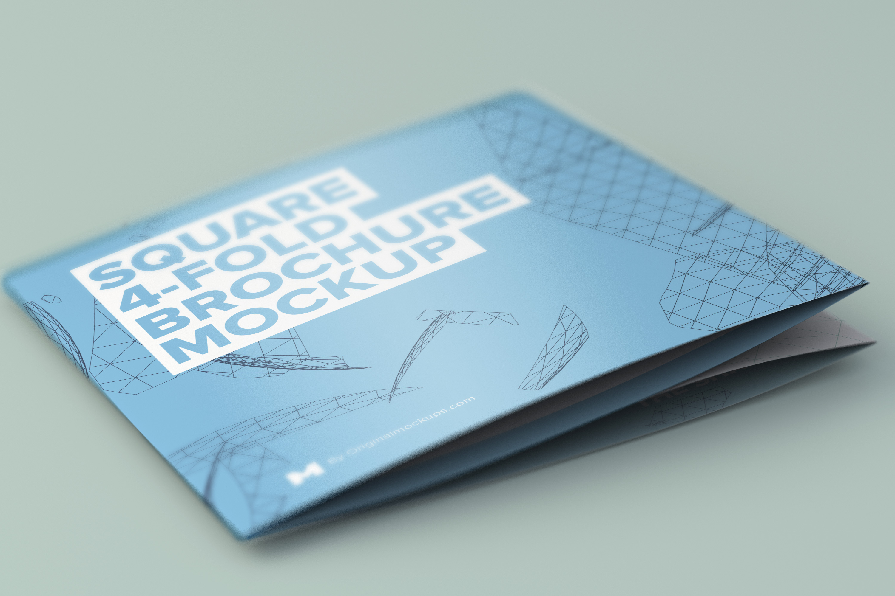 四折页方形折叠宣传册&传单封面设计样机模板 Folded Square 4-Fold Brochure Mockup插图(1)