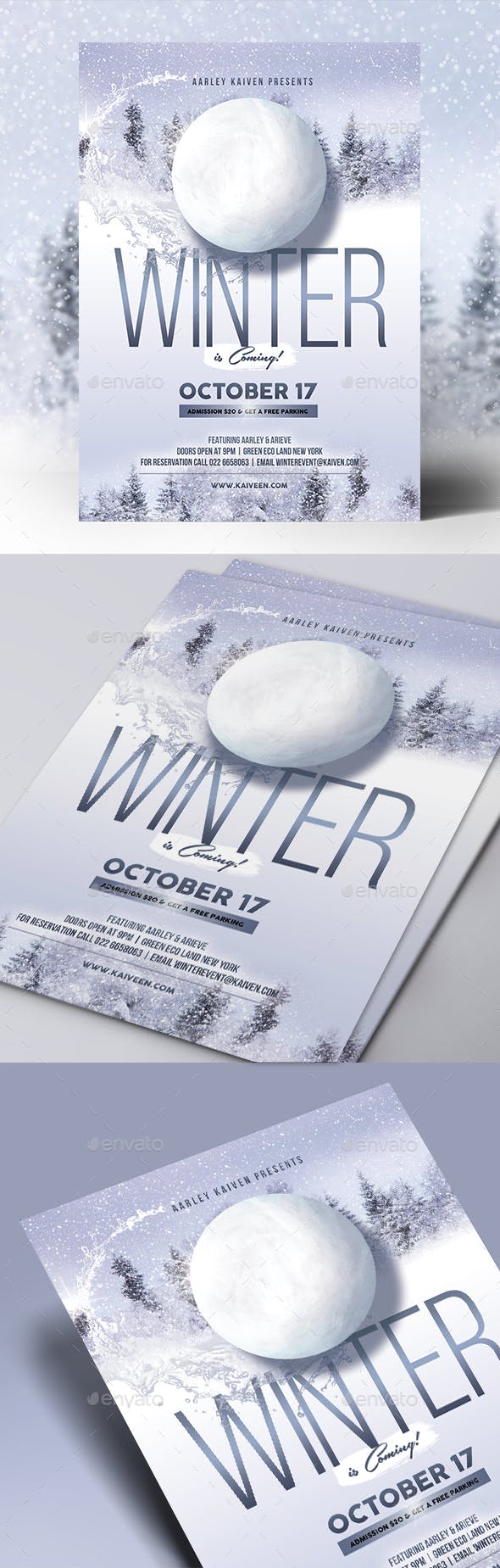 冬季活动宣传海报模板 Winter Event Flyer [psd]插图