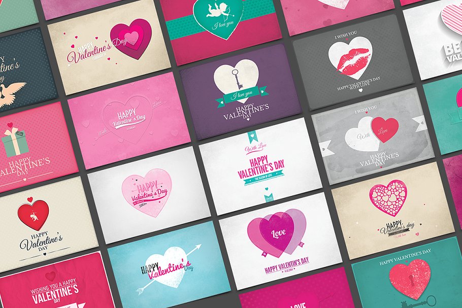 40款情人节主题卡片贺卡模板 40 Valentine’s Day Cards插图(2)