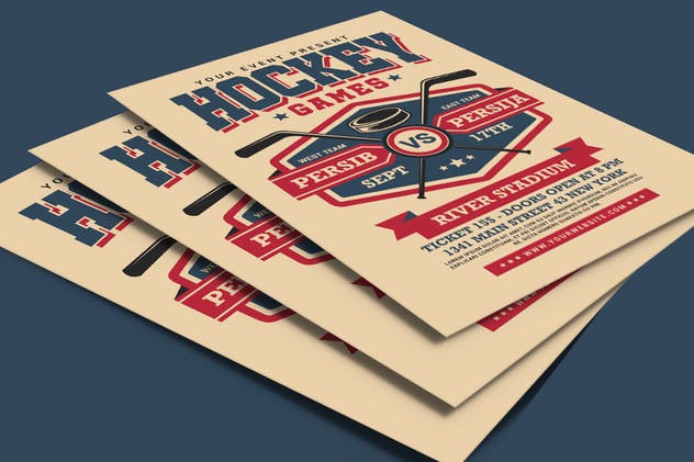 曲棍球游戏活动传单设计模板 Hockey Game Flyer插图(3)