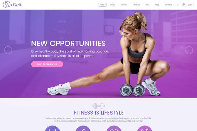 瑜伽健身舞蹈运动网站设计PSD模板 Aasana Yoga Fitness Gym Dance Health PSD插图(3)