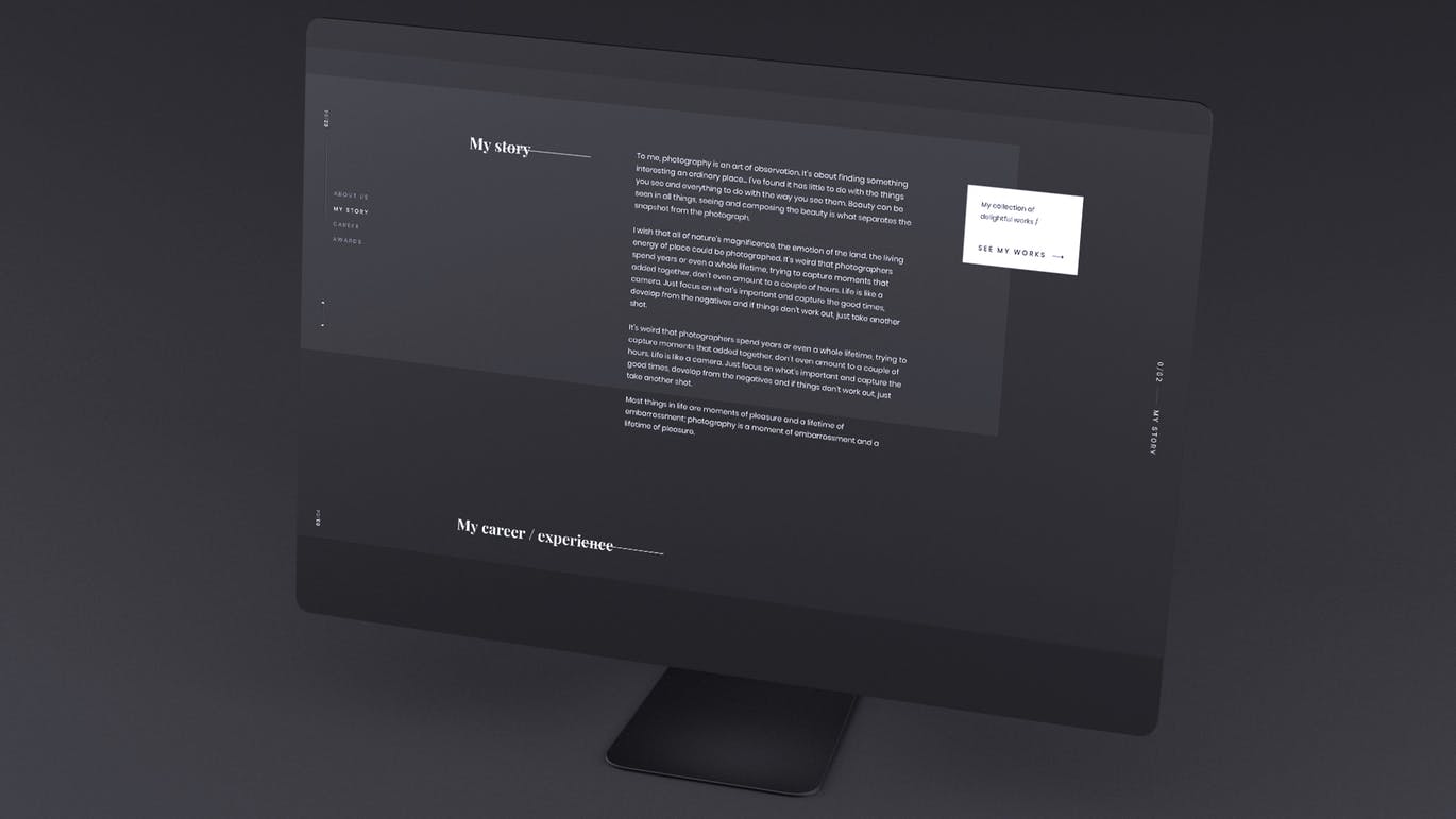 网站UI设计效果图预览黑色iMac电脑样机模板 Dark iMac Mockup插图(8)