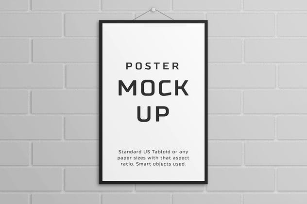 简约海报设计样机模板 Poster Mock Up – Tabloid插图(3)