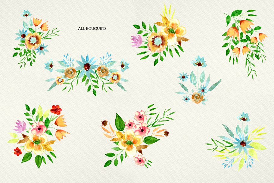 手工彩绘鲜花插画艺术平面设计素材 Fresh Flowers插图(3)