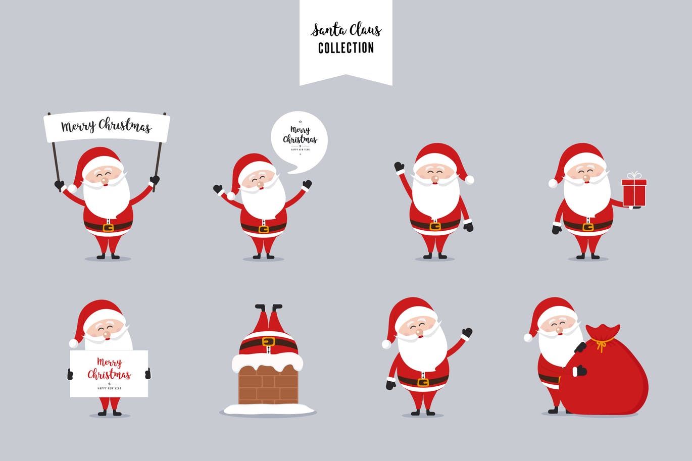 圣诞老人矢量设计素材 Santa Claus Christmas Vector Collection插图
