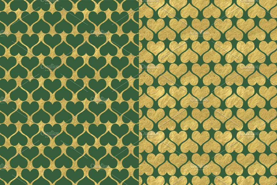 绿色＆金箔海浪花纹素材 Green and Gold Foil Backgrounds插图(1)