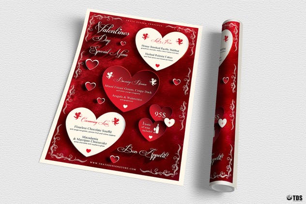 浪漫情人节传单+菜单套装V1 Valentines Day Flyer + Menu Bundle V1插图(2)