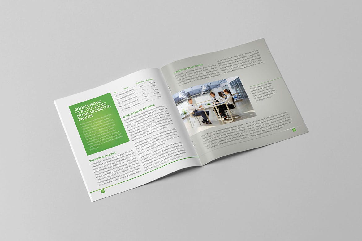 企业宣传精装画册版式设计INDD模板下载 Light Business Square Brochure插图(7)