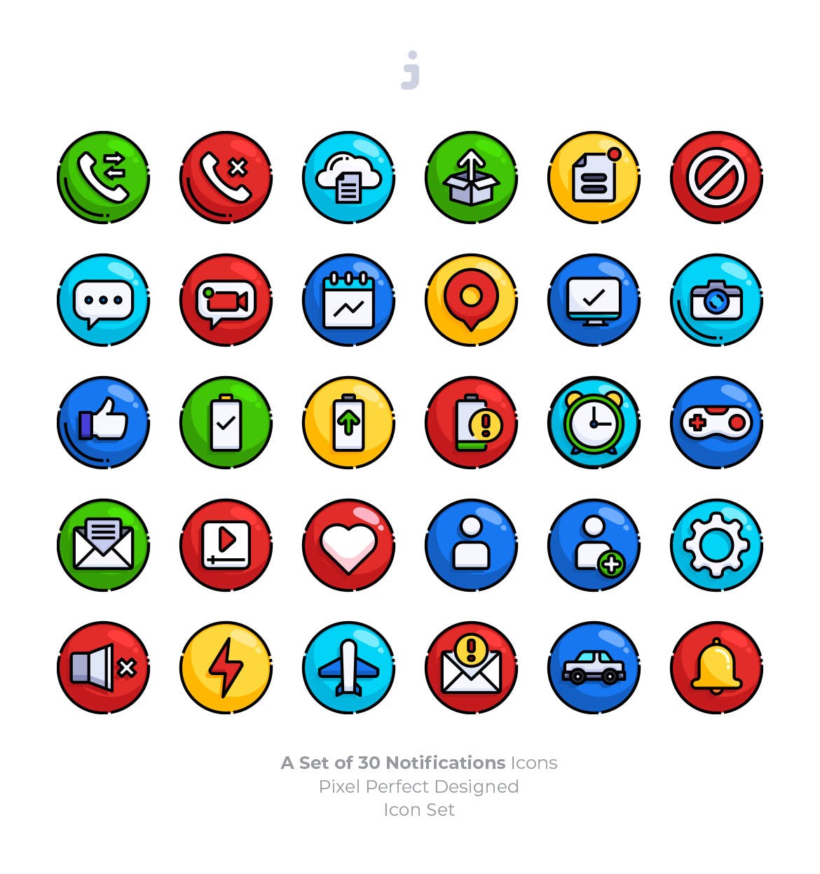30枚系统信息通知矢量图标素材 30 Notifications Icons插图(1)