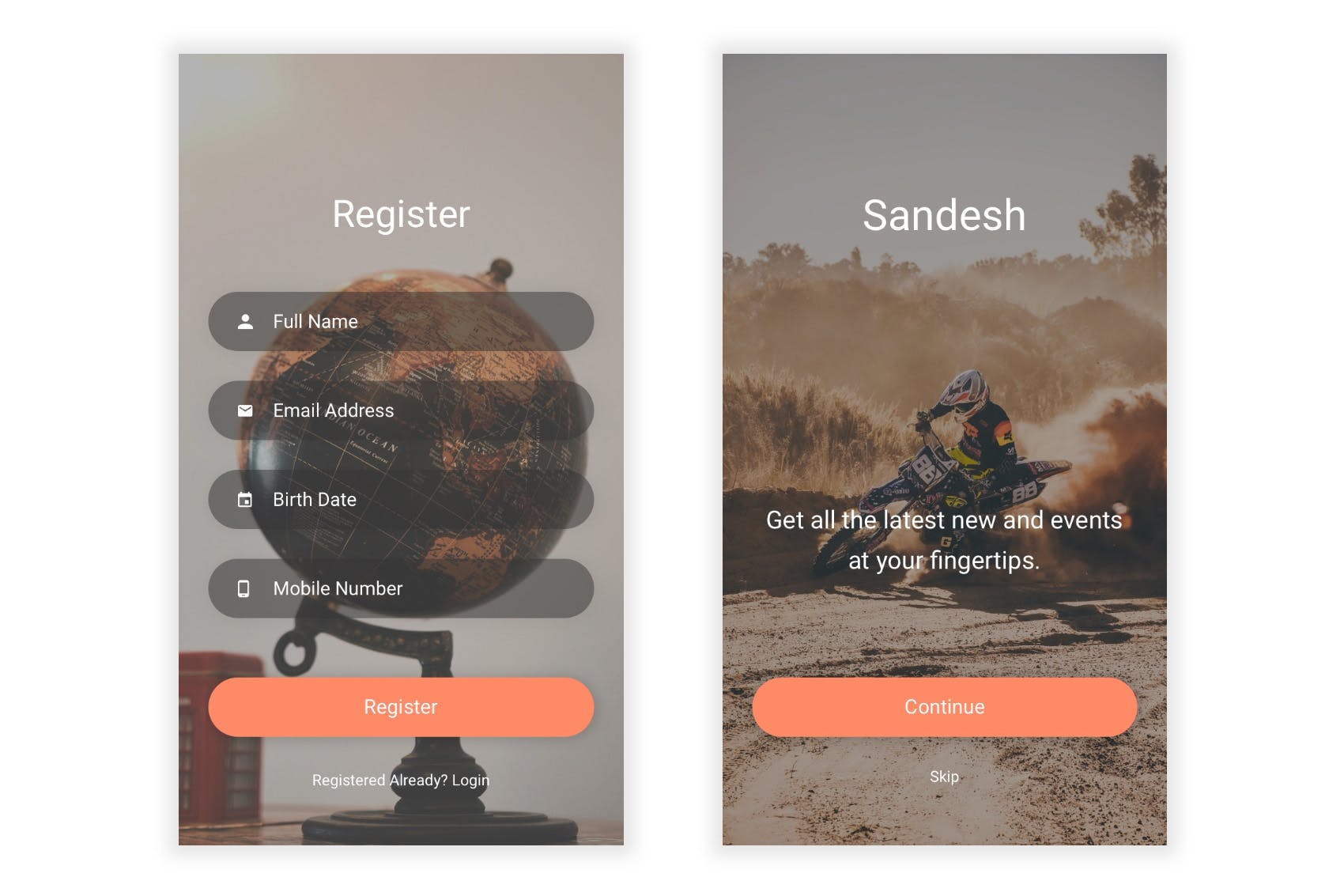 新闻资讯类APP应用UI设计套件PSD模板 Sandesh – News & Events Photoshop UI Kit插图(2)