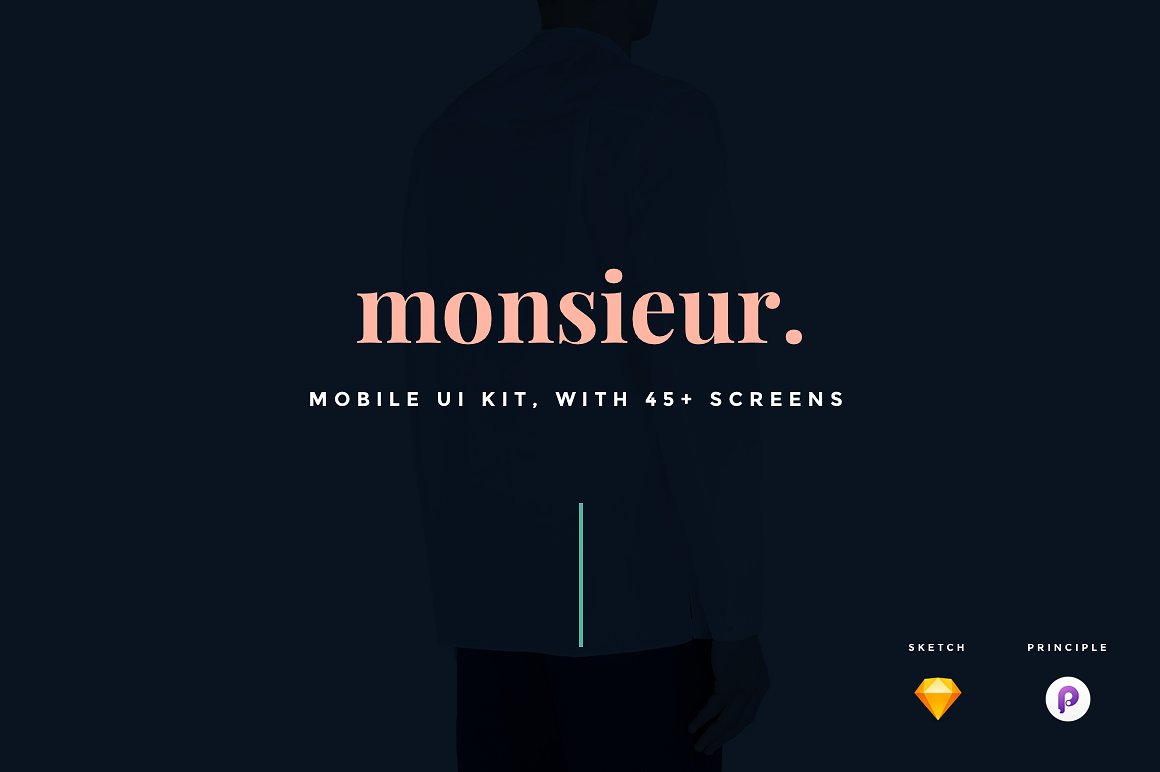 时尚服饰电子商务 APP UI 套件 Monsieur. Mobile E-commerce UI Kit [For Sketch&Principle]插图