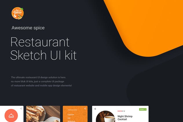 西餐餐馆品牌APP&网站UI模板 Awesome spice – Restaurant Sketch UI kit插图(1)