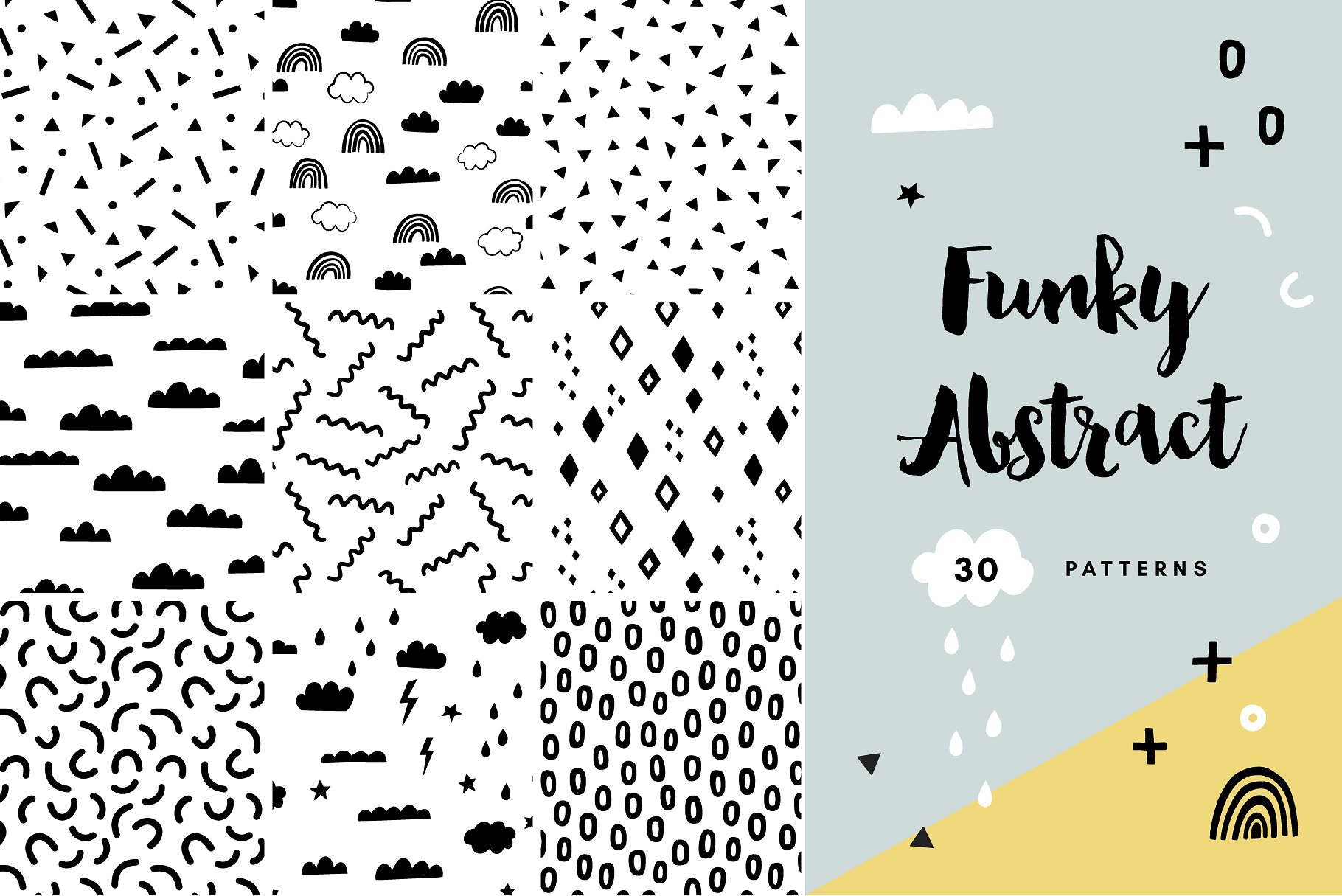 30款无缝可编辑矢量图案 30 Trendy Abstract Seamless Patterns插图