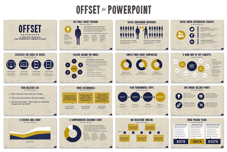 创意复古打印风格PPT演示模板 Offset Powerpoint Template插图(6)