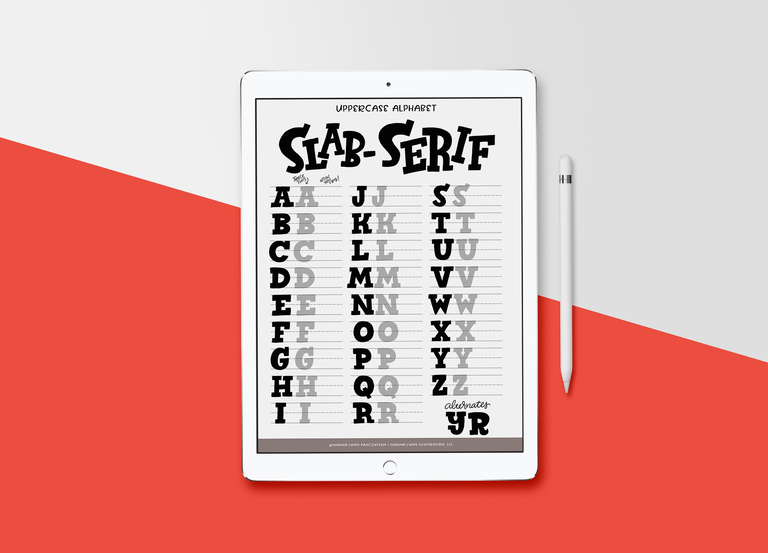 粗衬线字体Procreate&PS笔刷 Slab-Serif Lettering Worksheet插图(2)