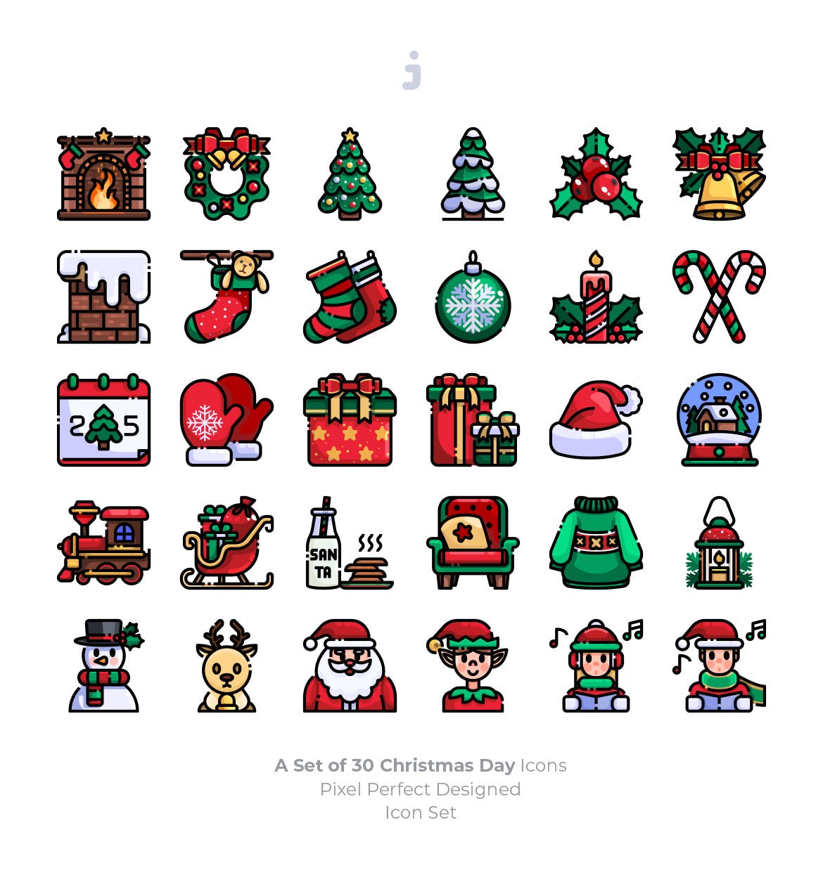 30枚圣诞节主题矢量图标 30 Christmas Day Icons插图(1)