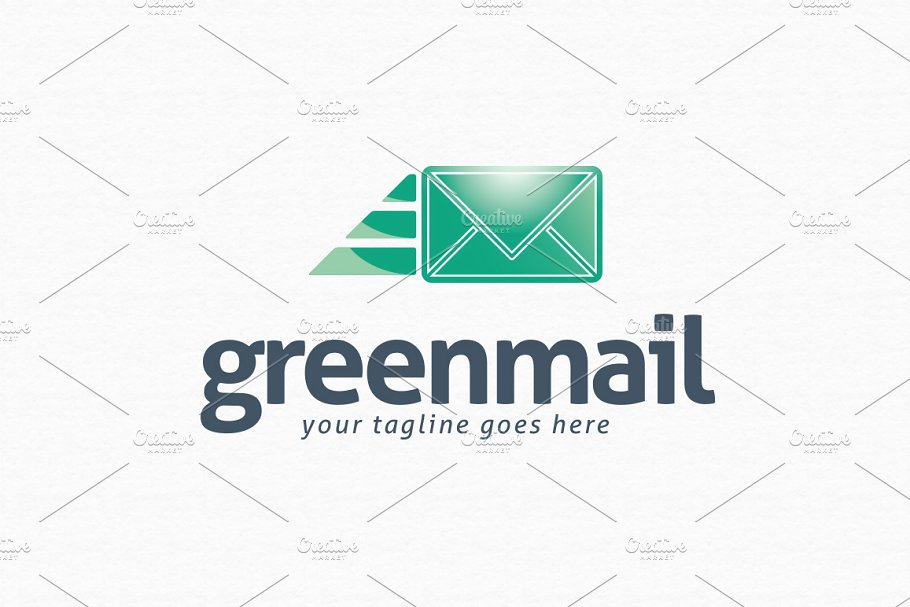 绿色电子邮件服务Logo模板 Green Mail Logo Template插图(1)