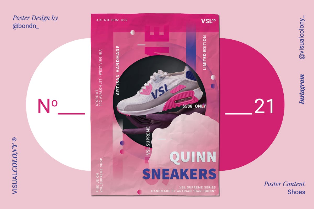 潮牌板鞋品牌宣传海报设计模板 Sneakers Poster插图