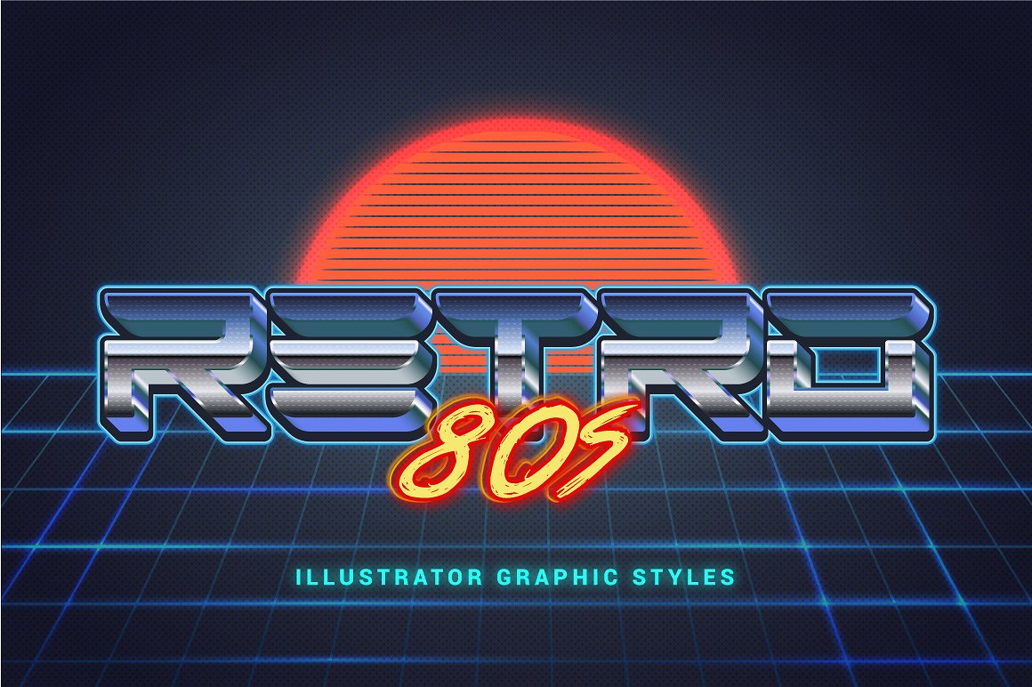 80年代复古文本图层样式 80s Retro Illustrator Styles插图