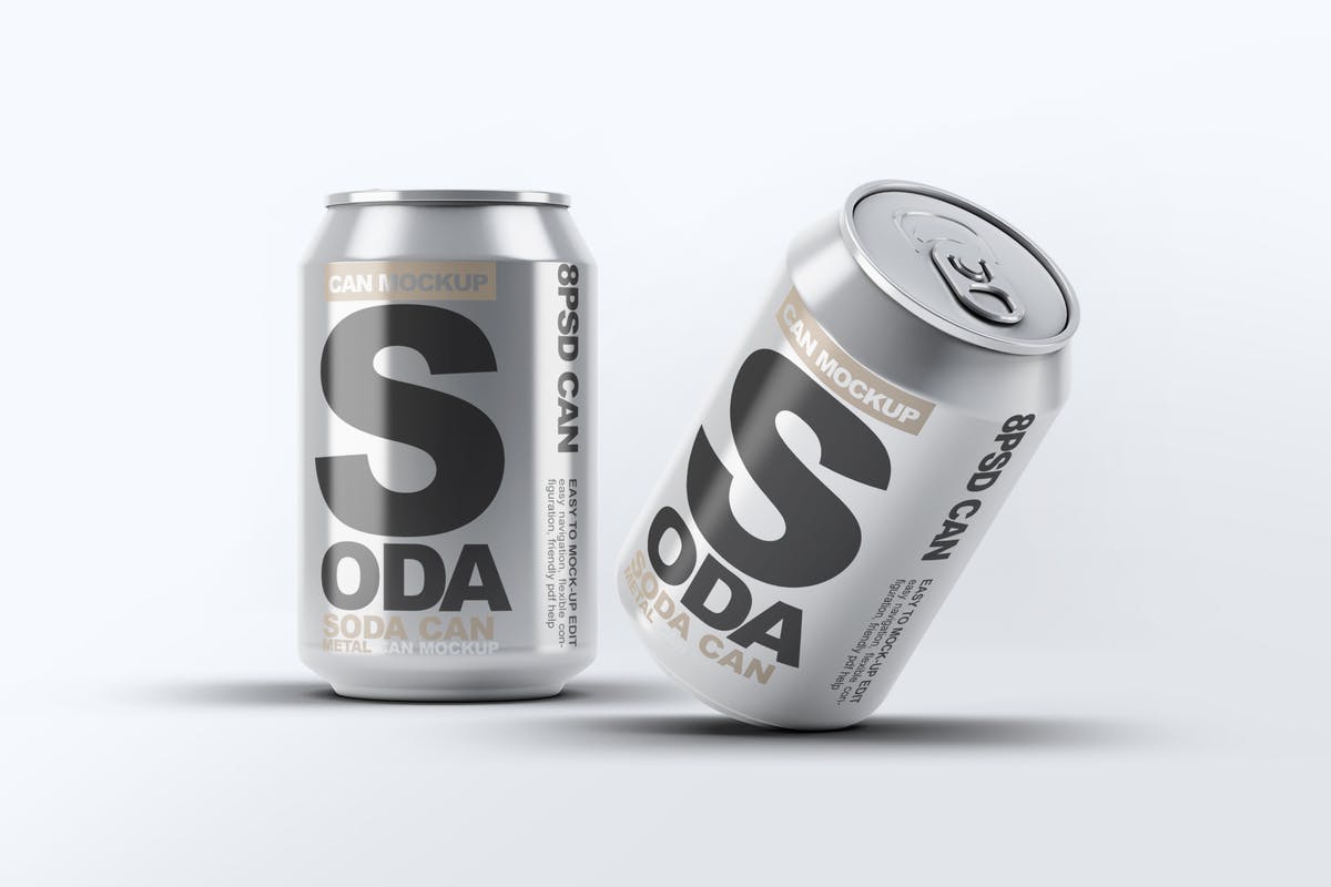 苏打水品牌易拉罐包装外观设计样机 Soda Can Mock-Up插图