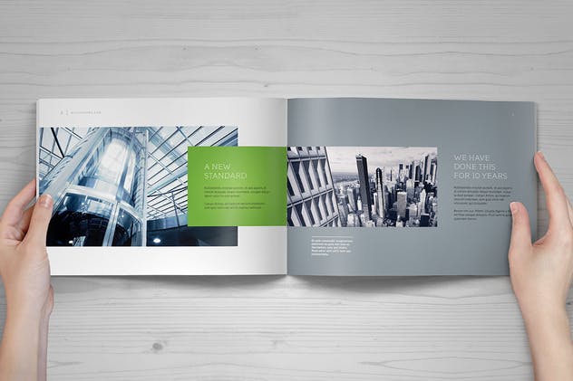 宣传画册设计样机模板 Landscape Brochure Mock-Up Set插图(5)