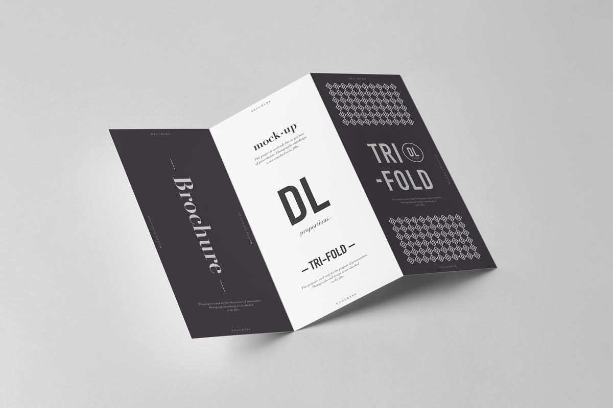 三折传单小册子样机模板 Tri-Fold DL Brochure Mock-up 3插图