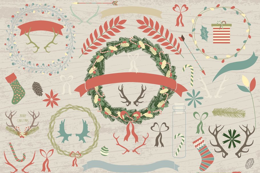 100款圣诞节日元素装饰素材 100 Merry Christmas Elements Pro插图(1)