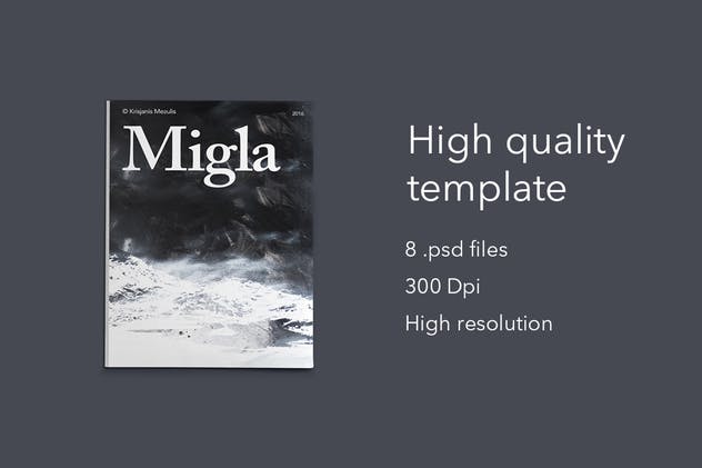 高端杂志样机模板 Migla Realistic Magazine Print Mockup插图(1)