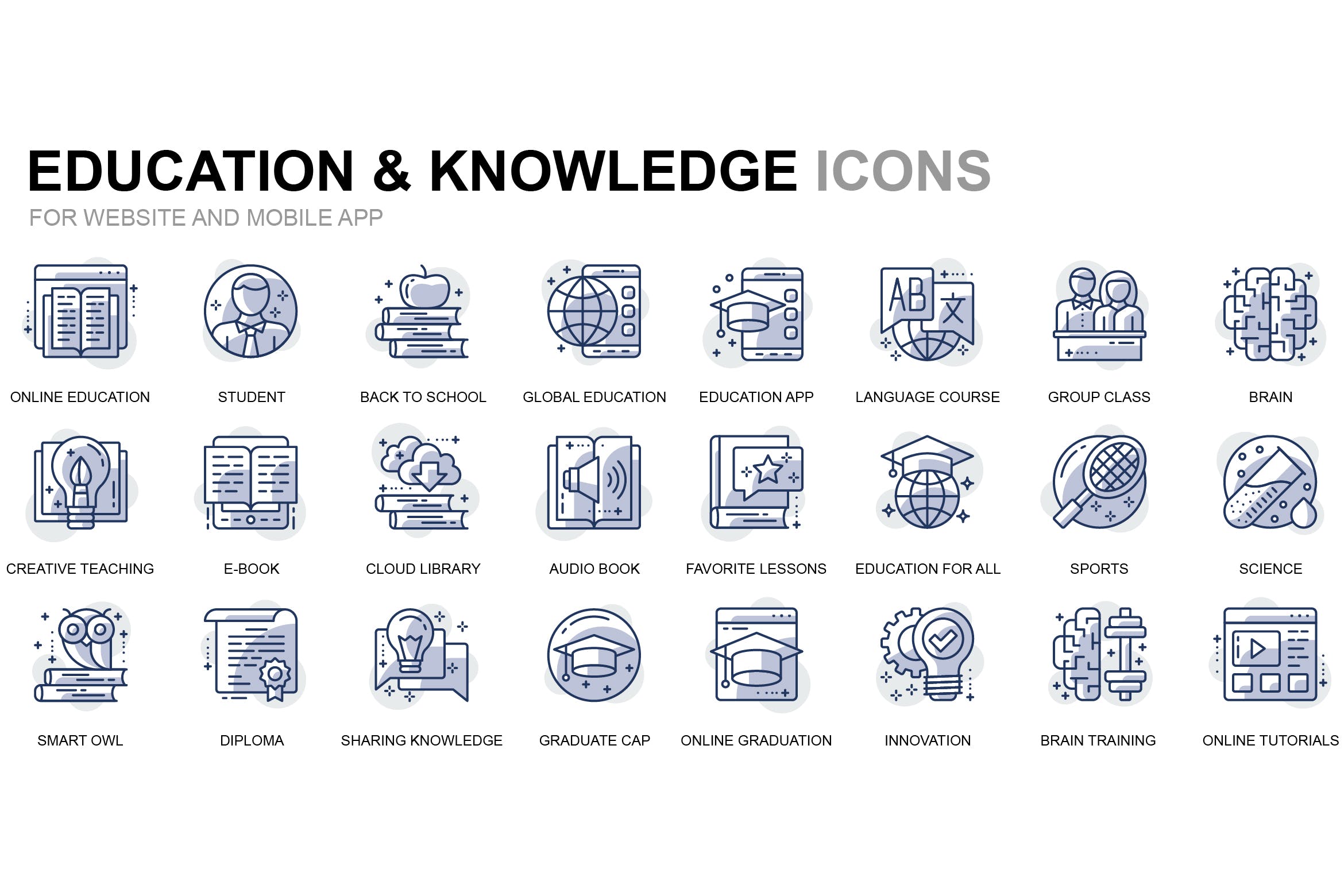 教育和知识主题线性图标矢量图标素材 Education and Knowledge Thin Line Icons插图