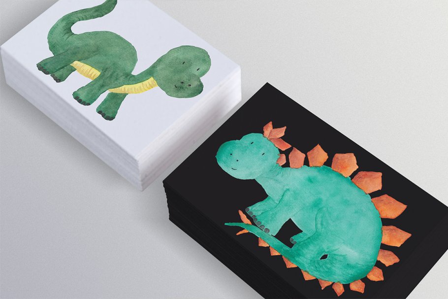 可爱的恐龙水彩剪贴画 Dinosaur Watercolour Set插图(2)