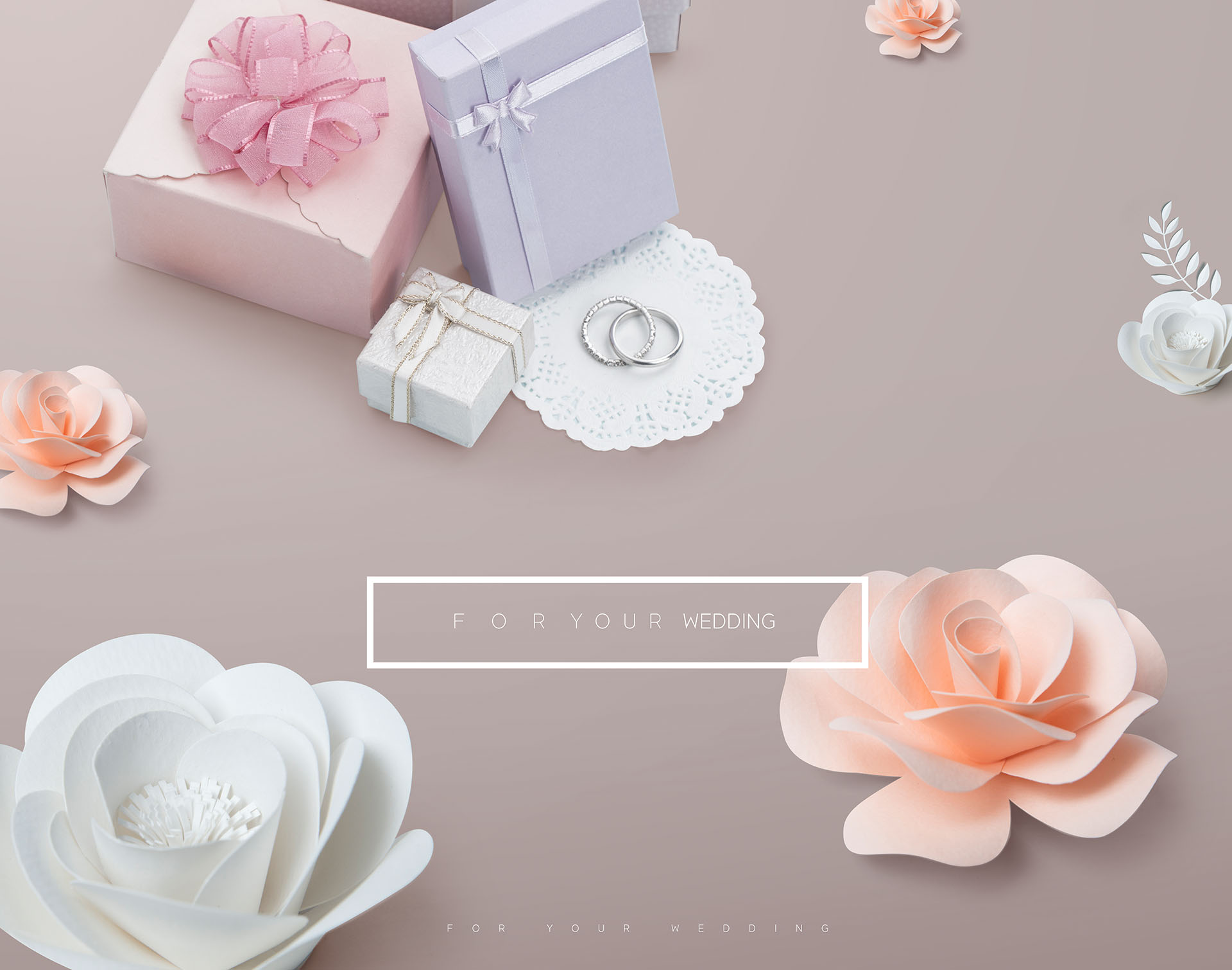 婚礼花卉创意场景海报PSD素材模板下载插图(1)