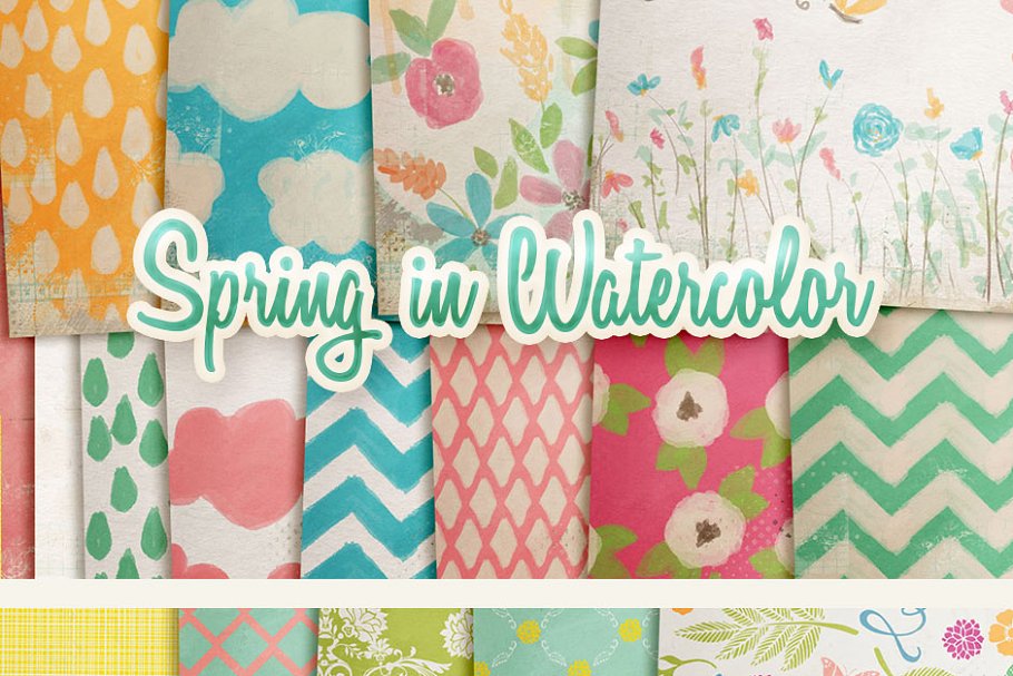 春季大自然色彩纸张包装纸纹理 Spring Digital Papers Collections插图(2)