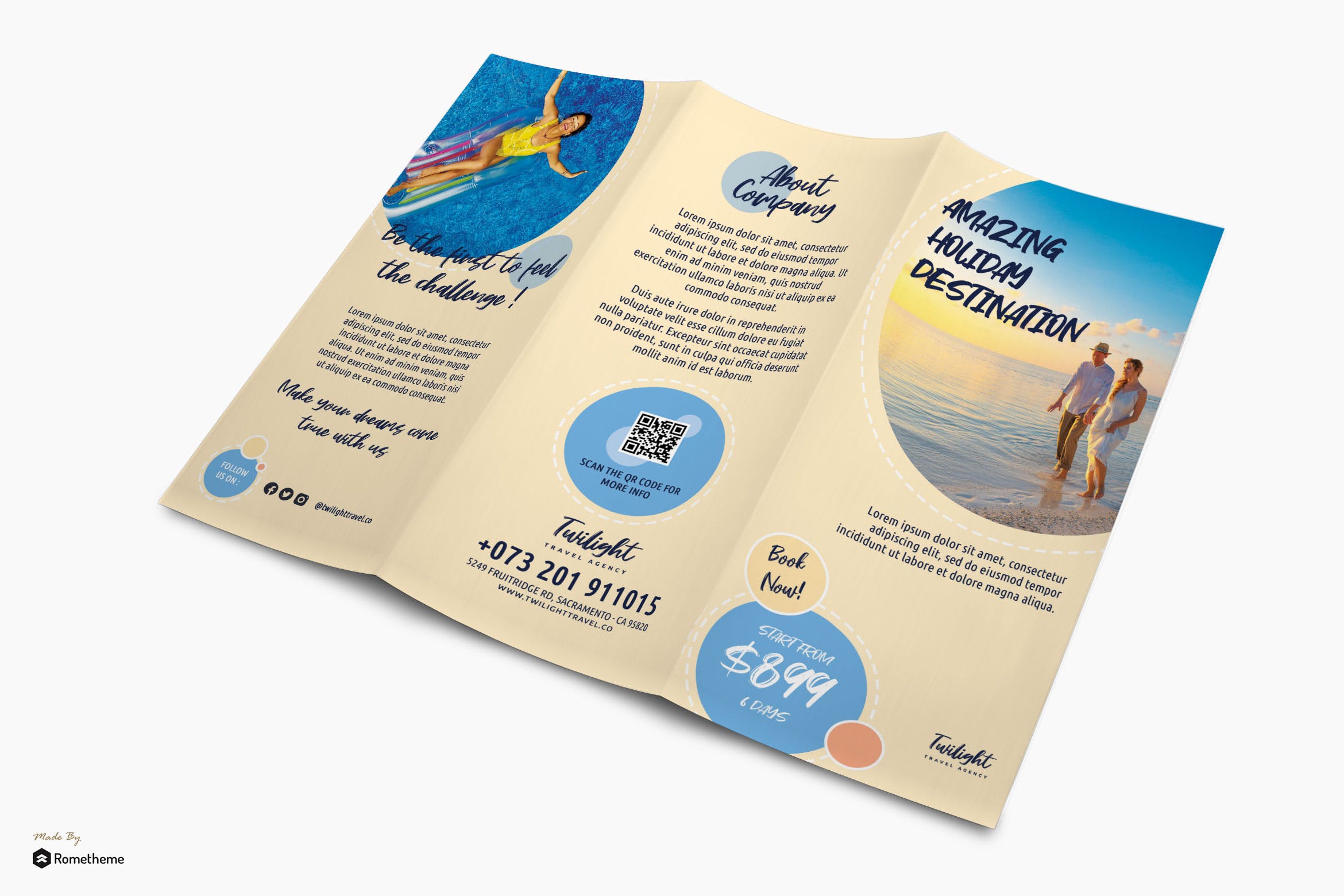 三折页设计旅游宣传单设计模板 Twilight – Travel Promotion Trifold Brochure RY插图
