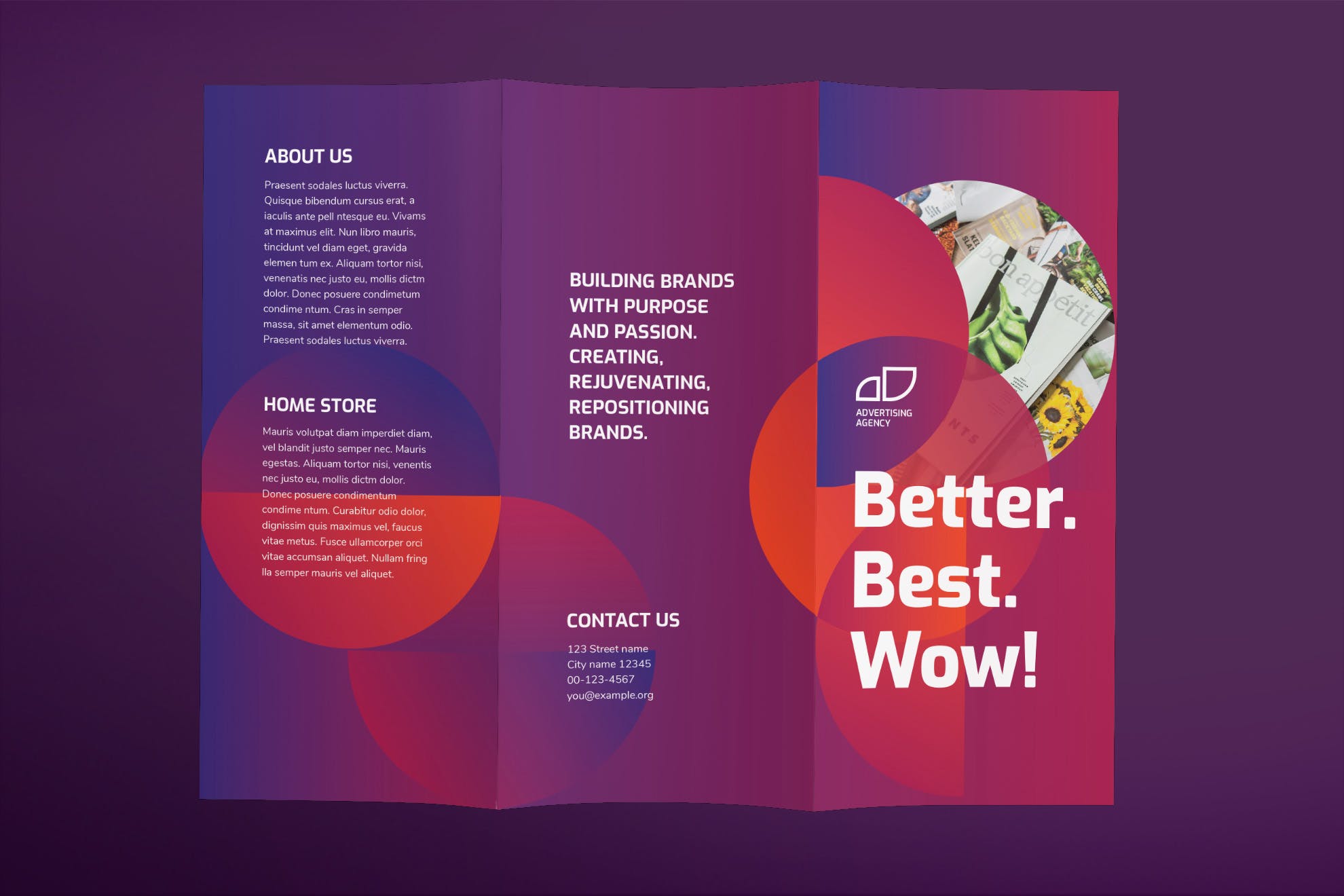 三折页设计风格广告代理公司传单设计模板 Advertising Agency Brochure Trifold插图(1)