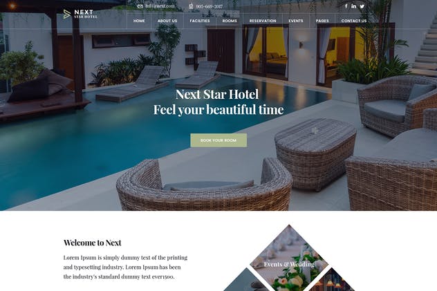 豪华酒店预订系统创意网站设计PSD模板 Hotel Resort Booking Luxury Creative PSD Template插图(1)