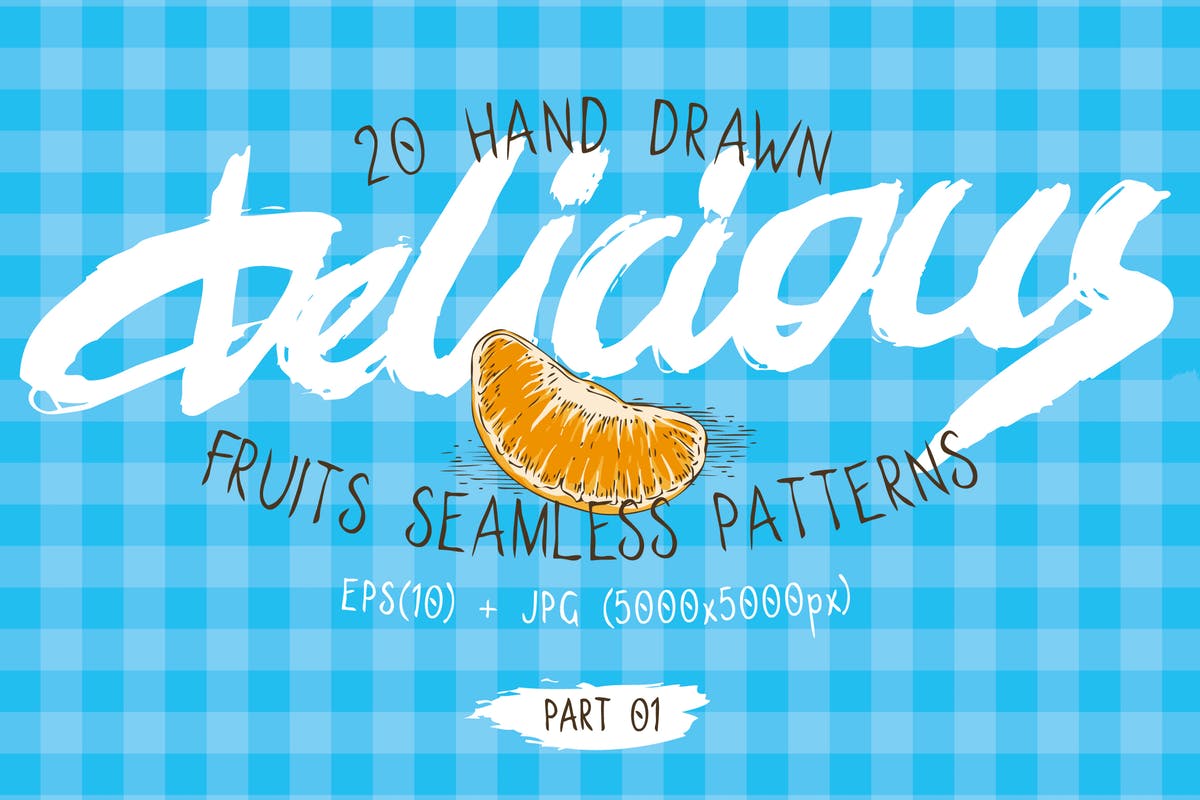 水果图案无缝纹理合集 Fruits Seamless Patterns Set插图