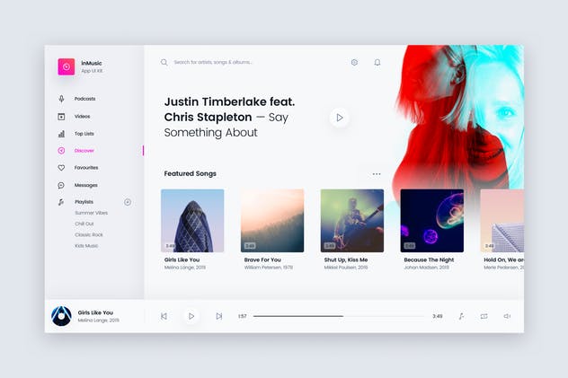 在线音乐音乐视频封面界面设计模板 inMusic App UI Kit Web Template – Discover插图(2)