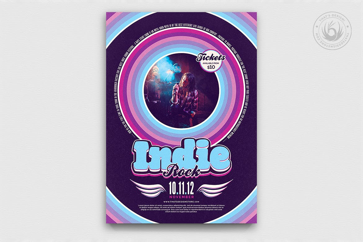 独立摇滚音乐盛会活动海报传单模板v5 Indie Rock Flyer Template V5插图