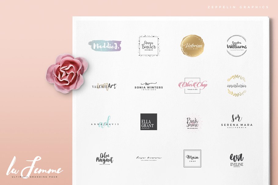 250个女性风格品牌Logo模板 250 Feminine Logos Pack插图(14)