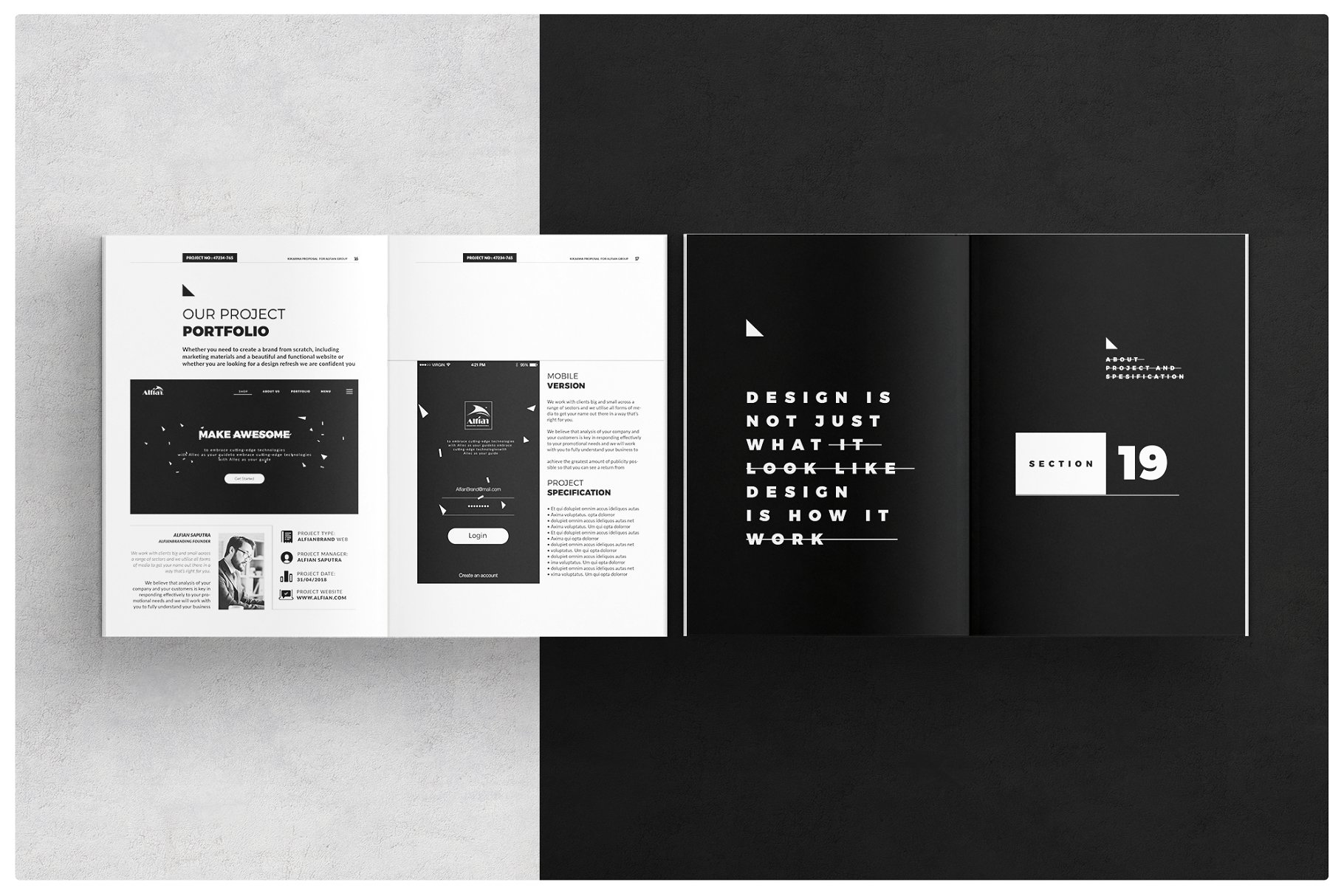 黑白风产品品牌企业画册设计模板 Proposal Template插图(7)