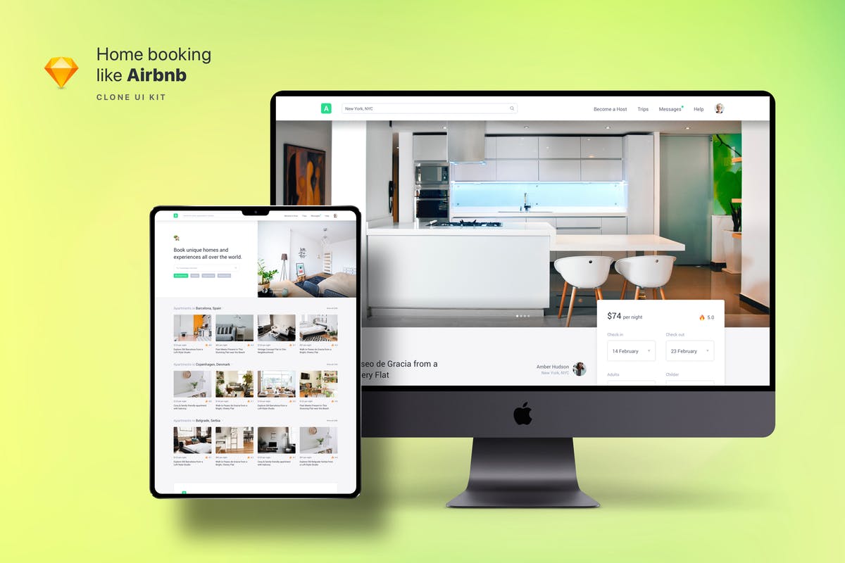 类Airbnb民宿酒店预订服务网站UI模板 Clone UI Kit – Home booking like Airbnb插图