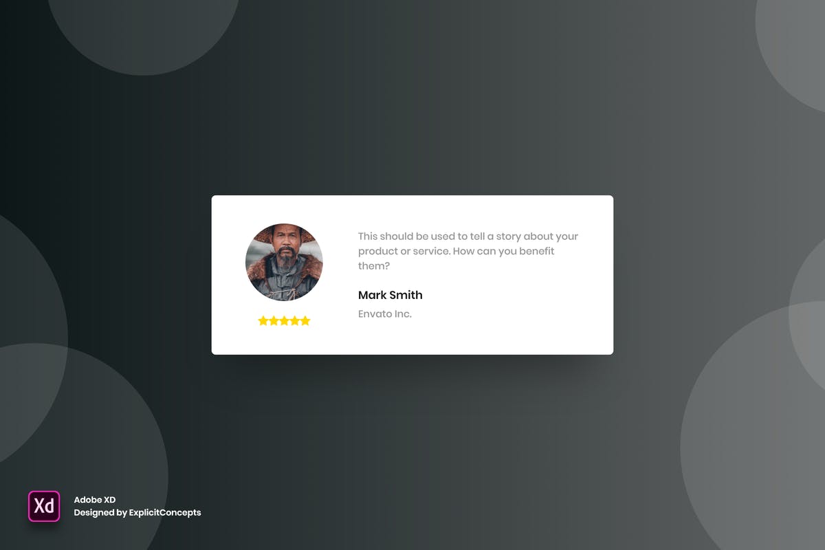 网站留言评论/意见反馈窗口创意设计模板Vol.5 Testimonial Vol 05 – Adobe XD插图
