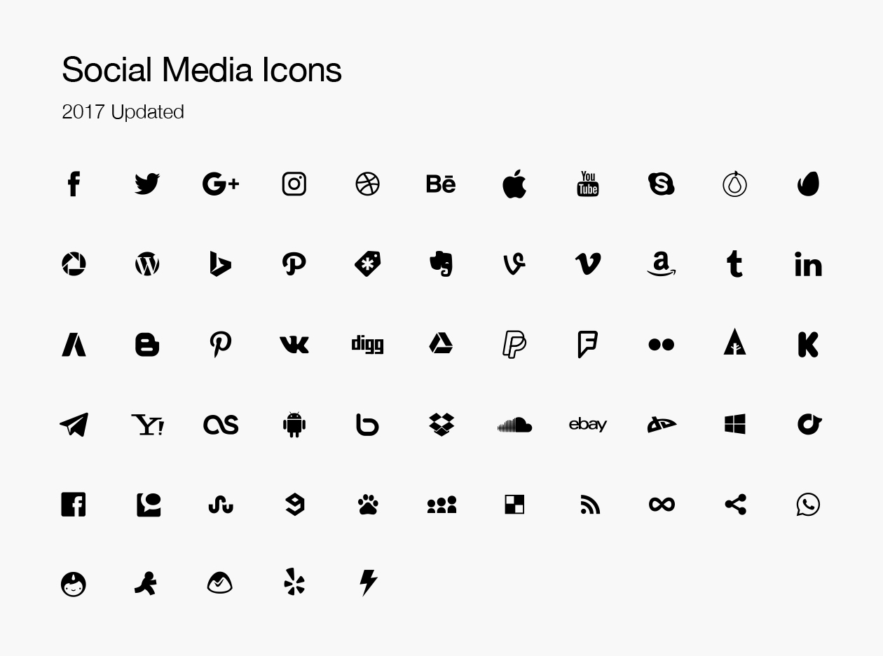 主流社交媒体矢量图标合集 Vector Social Media Icons 2017插图