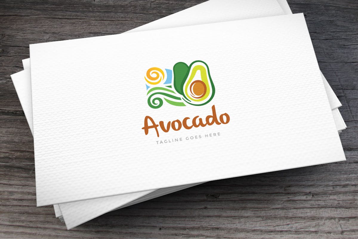 绿色健康食品品牌Logo设计模板 Avocado Logo Template插图