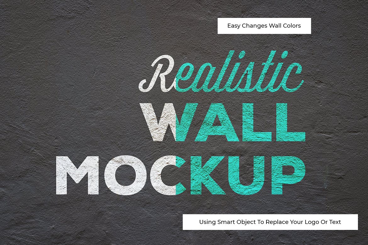 逼真水泥墙刷漆效果Logo设计/字体设计样机模板 Realistic Wall Mockup插图(2)