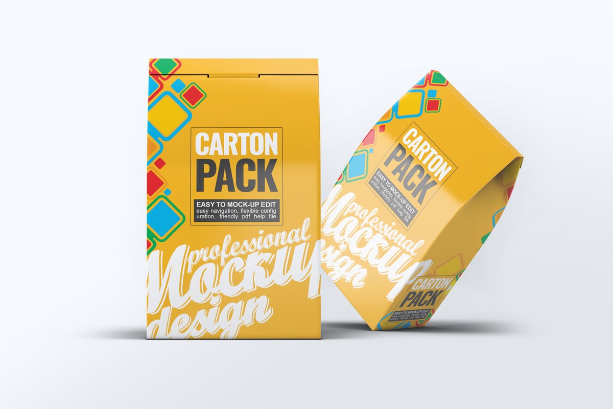 食品包装纸盒样机设计模板 Carton Box Pack Mock-Up插图